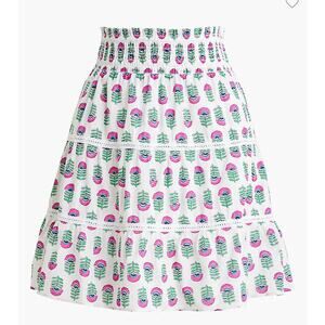 J Crew Factory Smocked Tiered Floral 
Cotton Mini Skirt Size Small